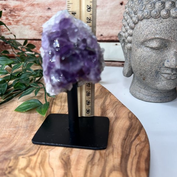 Raw Standing Amethyst Geode Cluster On A Metal Stand - Crystal Home Decor - Picture 7 of 11